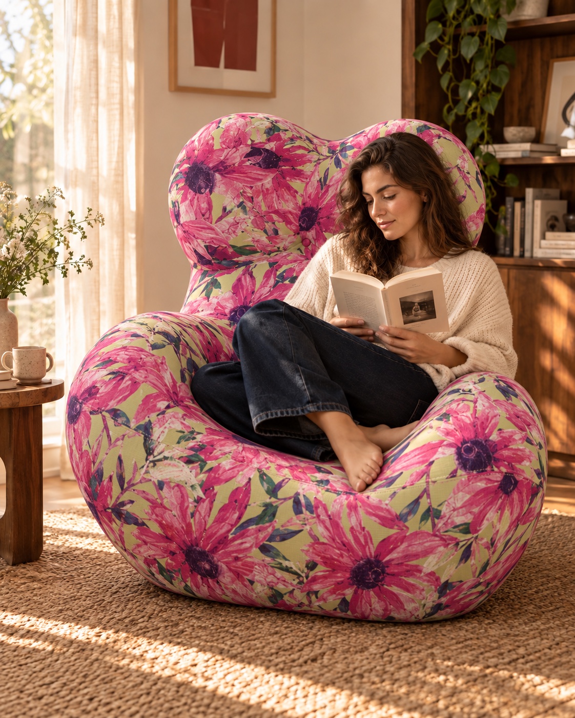 A quiet reading moment in the NuzzleForm chair
